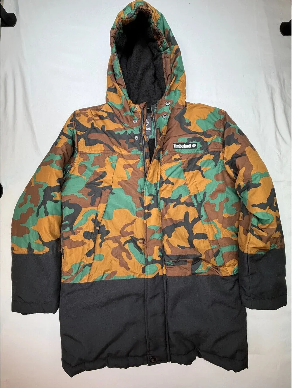 Timberland Boy's Puffer Jacket Camouflage Full Zip Hooded L  14/16 Multicolor